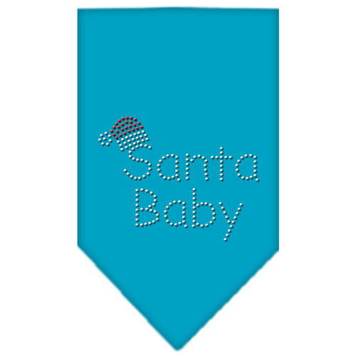 Santa Baby Rhinestone Bandana Turquoise Large
